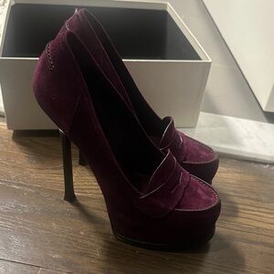 Yves Saint Laurent Deep Purple Tribtoo Loafer Heels